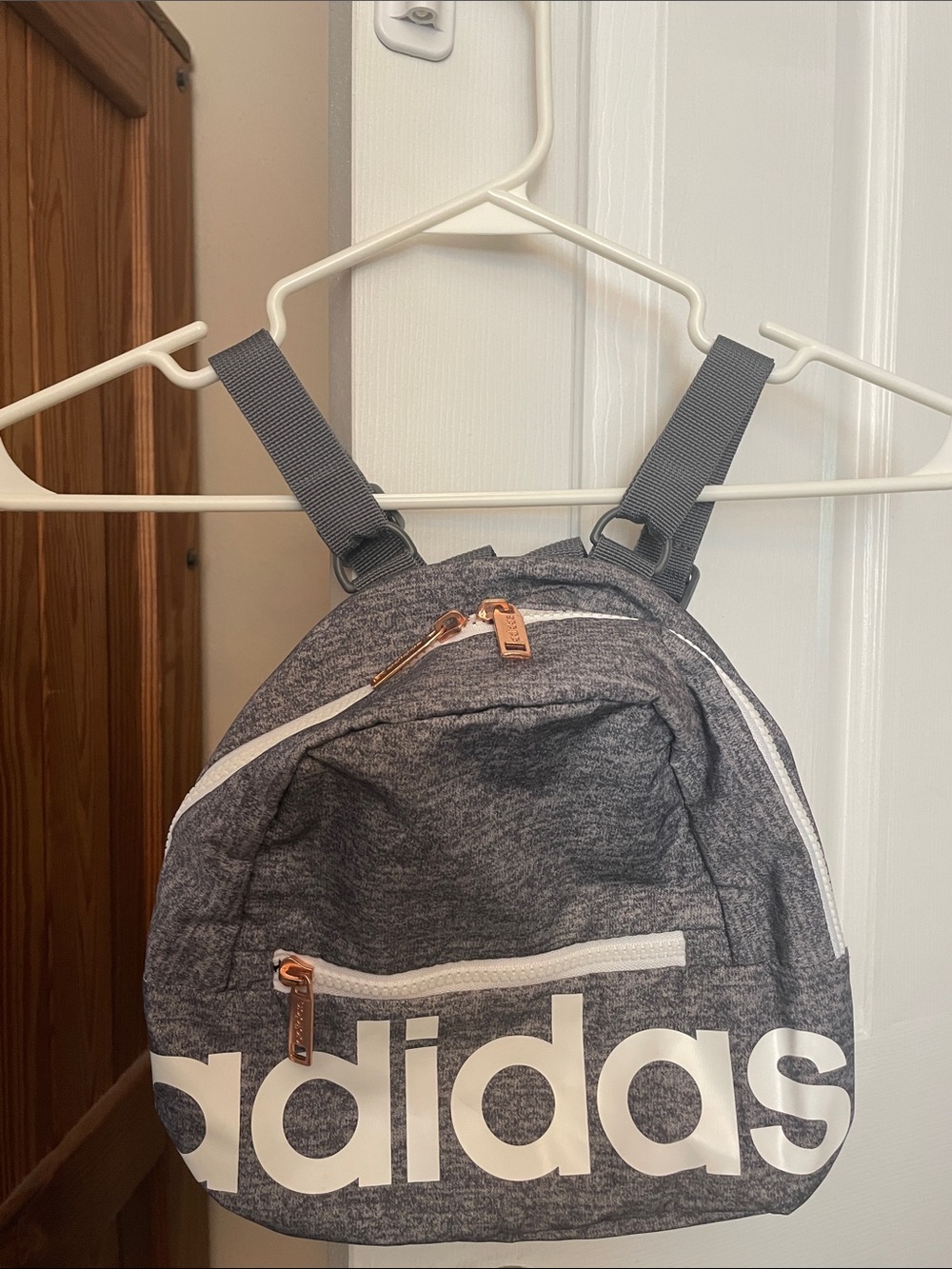 adidas Heather Gray Mini Backpack with White Logo